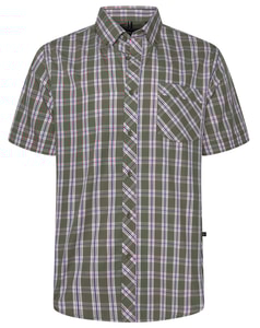 KAM Short Sleeve Casual Check Shirt Sage